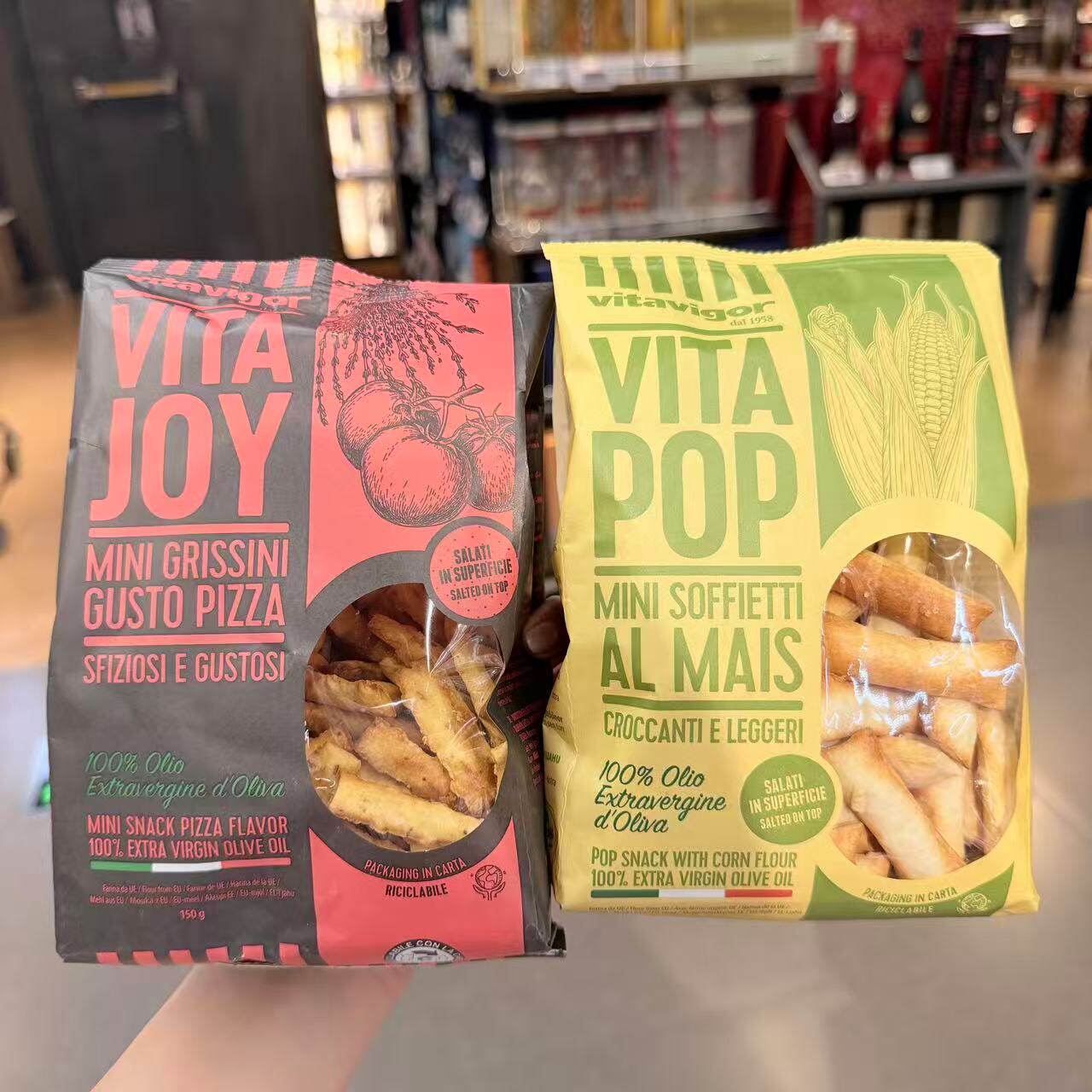ole超市意大利进口Vitavigor番茄牛至面包棒玉米粉空心松脆饼干