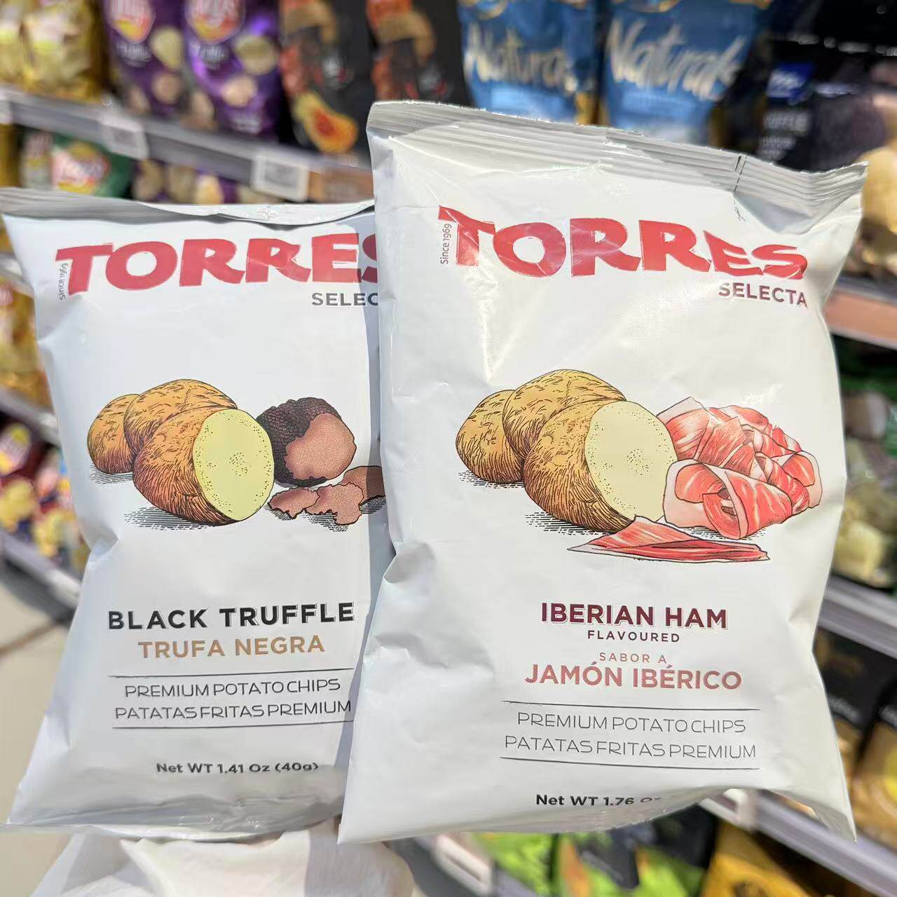 ole超市西班牙进口TORRES伊比利亚火腿风味煎蛋风味黑松露味薯片