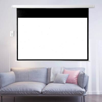 投影仪电动抗光i幕布遥控自动升降投影幕布家用电影幕60寸72寸84