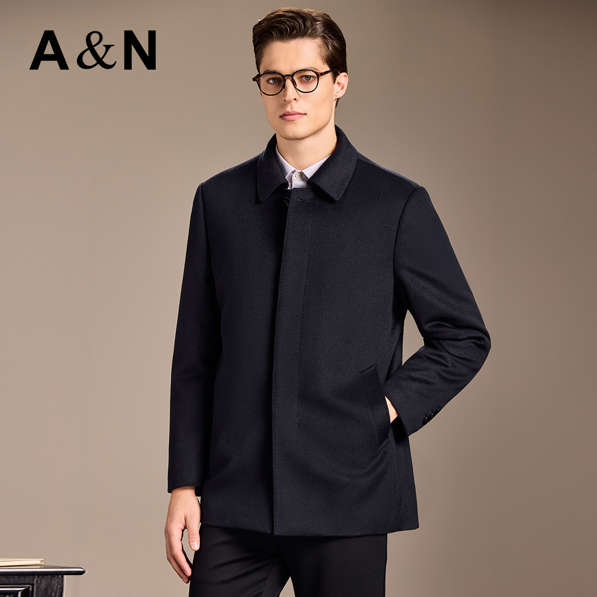 【90鹅绒内胆可拆卸】AntonNeal山羊绒羊毛大衣男商务羽绒外套冬