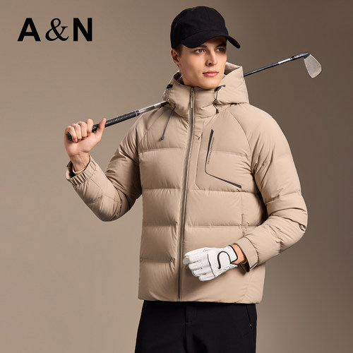 【轻户外 150G重磅充绒】AntonNeal厚连帽羽绒服男短款面包服外套