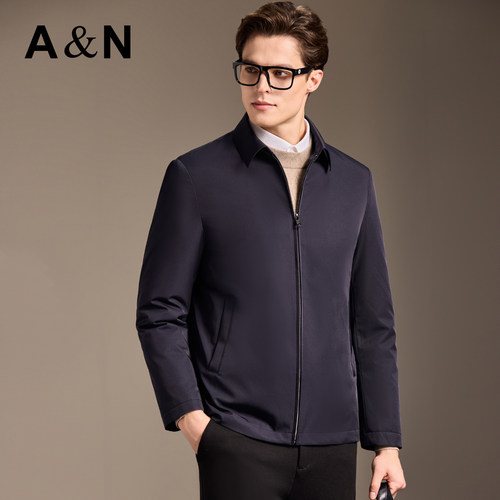 【鹅绒内胆可拆】AntonNeal轻奢商务温暖羽绒服男冬针织夹克外套