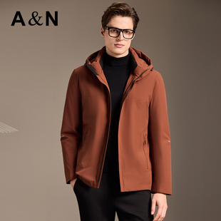 【轻户外鹅绒】AntonNeal男士休闲羽绒服秋冬轻薄连帽中长款外套
