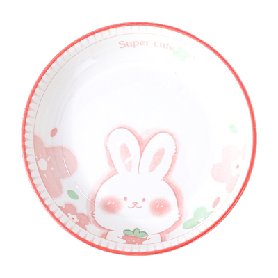 粉萌兔菜盘套装家用陶瓷碟子高颜值餐具深盘圆盘欧式菜碟组合