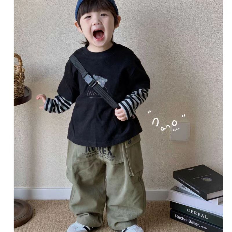 小男孩假两件秋装长袖T桖衫韩版