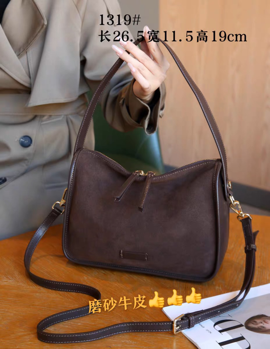 头层牛皮软皮宽肩带斜挎包包女2025新款大容量真皮简约单肩腋下包