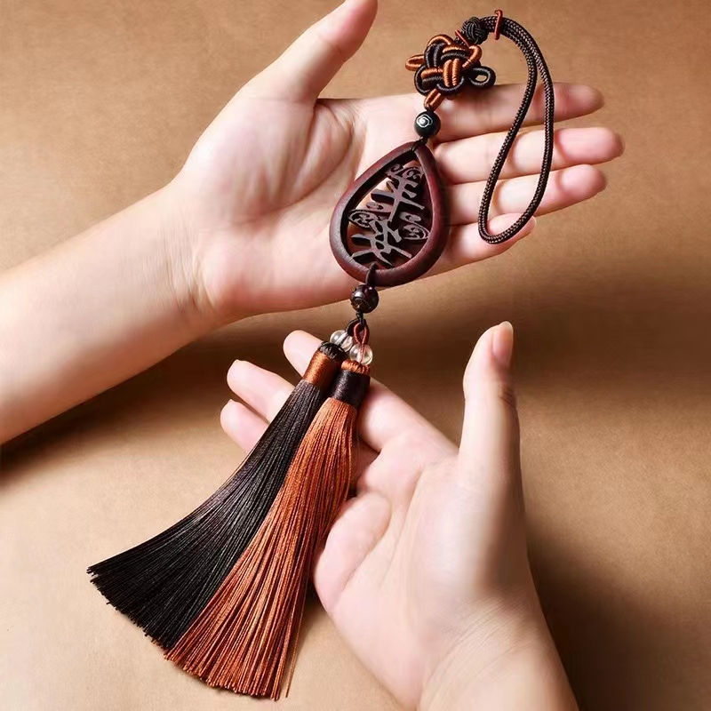 创意祥云汽车挂件车载后视镜挂饰吊坠车内精美紫檀平安车挂礼品