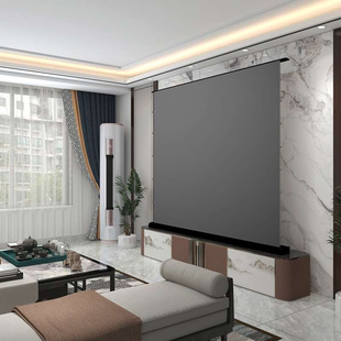 雄爵抗光投影幕布家用高清拉线电动地升幕布移动便携地拉式电动投