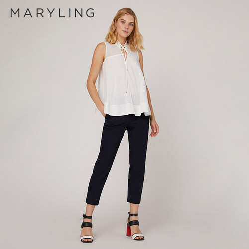 MARYLING拼接系带无袖上衣