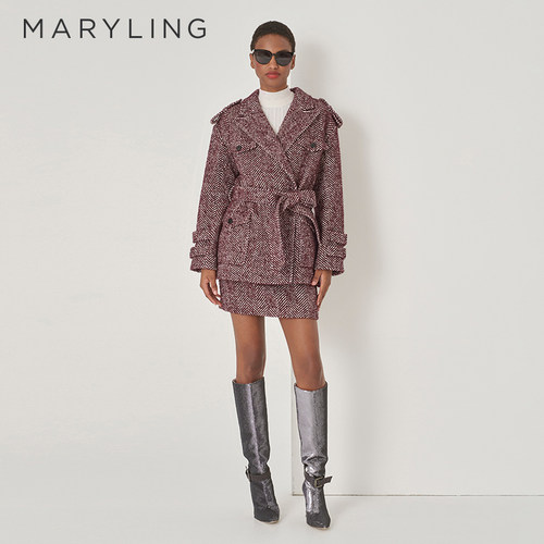 MARYLING勃艮第红A型半身裙