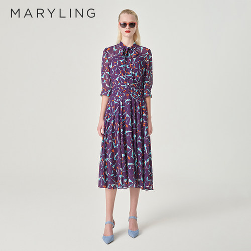 MARYLING玛俪琳奥莱outlets24春季新品印花连衣裙A1EBW63720