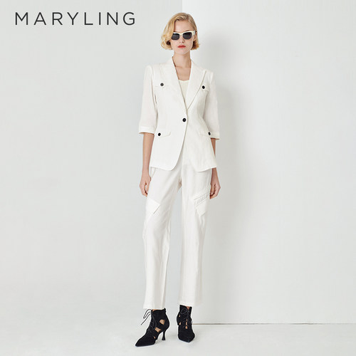 MARYLING口袋元素直筒长裤