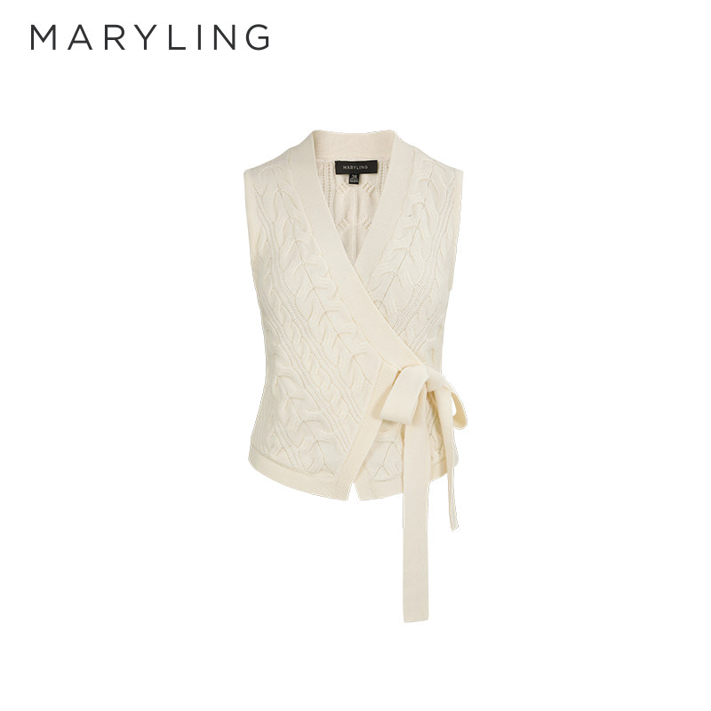 MARYLING交叉绑带毛织背心