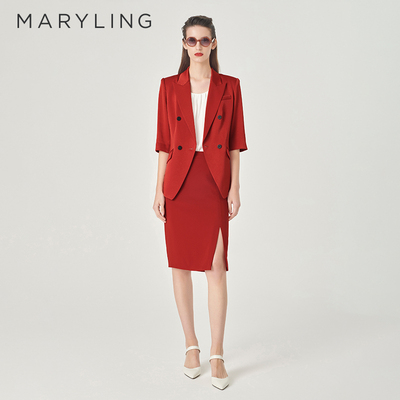 MARYLING玛俪琳奥莱outlets春季新品砖红一步裙A1EBW72050
