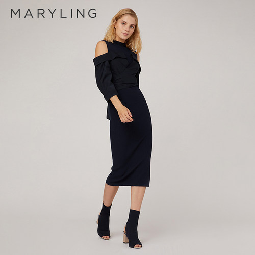 MARYLING针梭拼接连衣裙