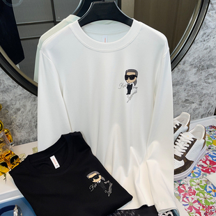 欧货新款老佛爷长袖t恤男潮牌高级感简约轻奢薄款卫衣内搭打底衫
