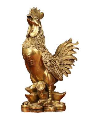 铜鸡摆件黄铜工艺品大公鸡金钱鸡