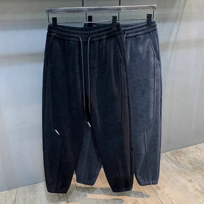 复古雪尼尔卫裤男士加绒休闲裤