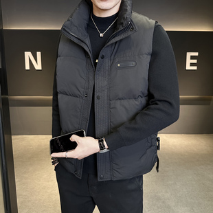 青年轻奢风ins短款立领羽绒马甲男士秋冬外穿羽绒服马夹潮流坎肩