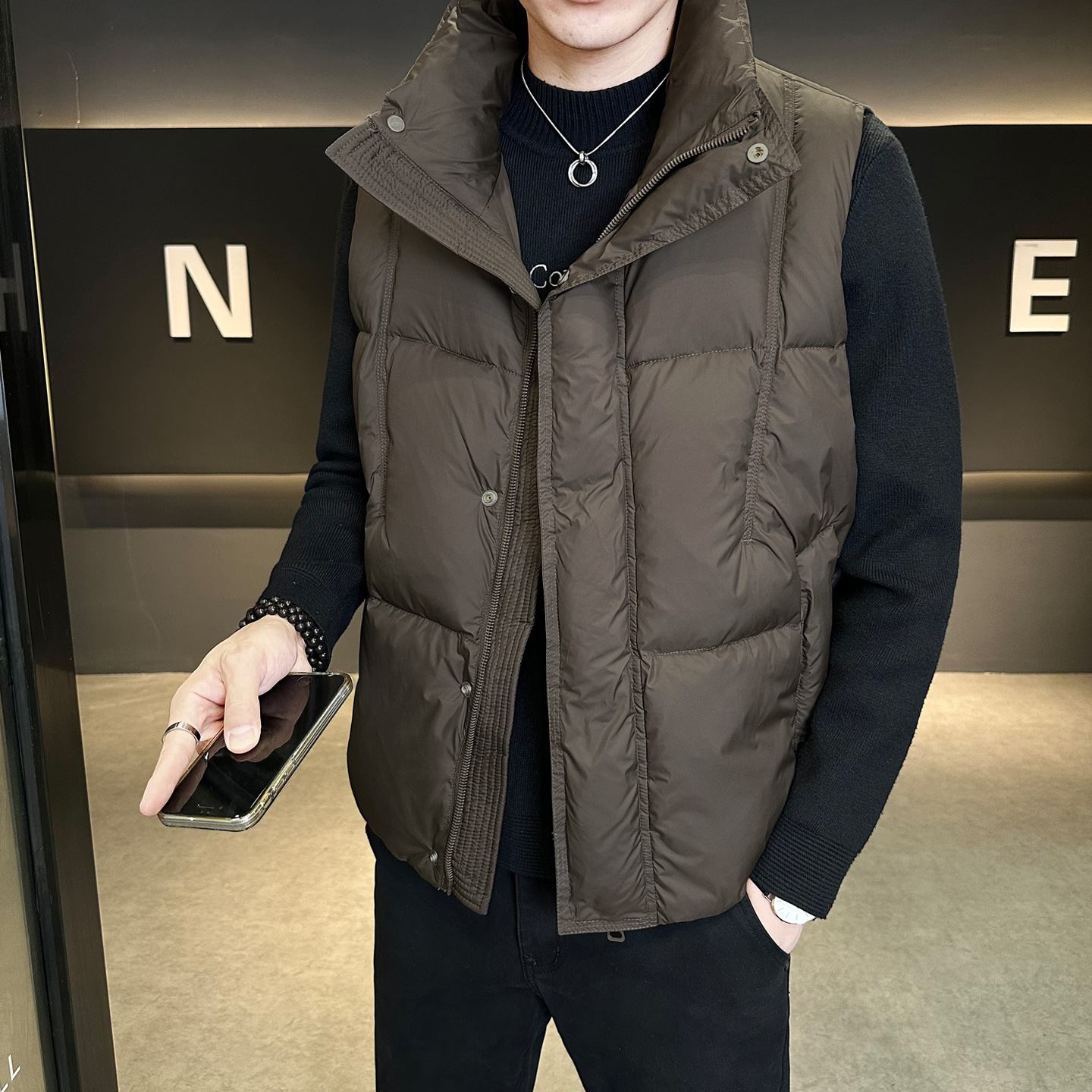 冬季店主风休闲宽松立领羽绒马甲