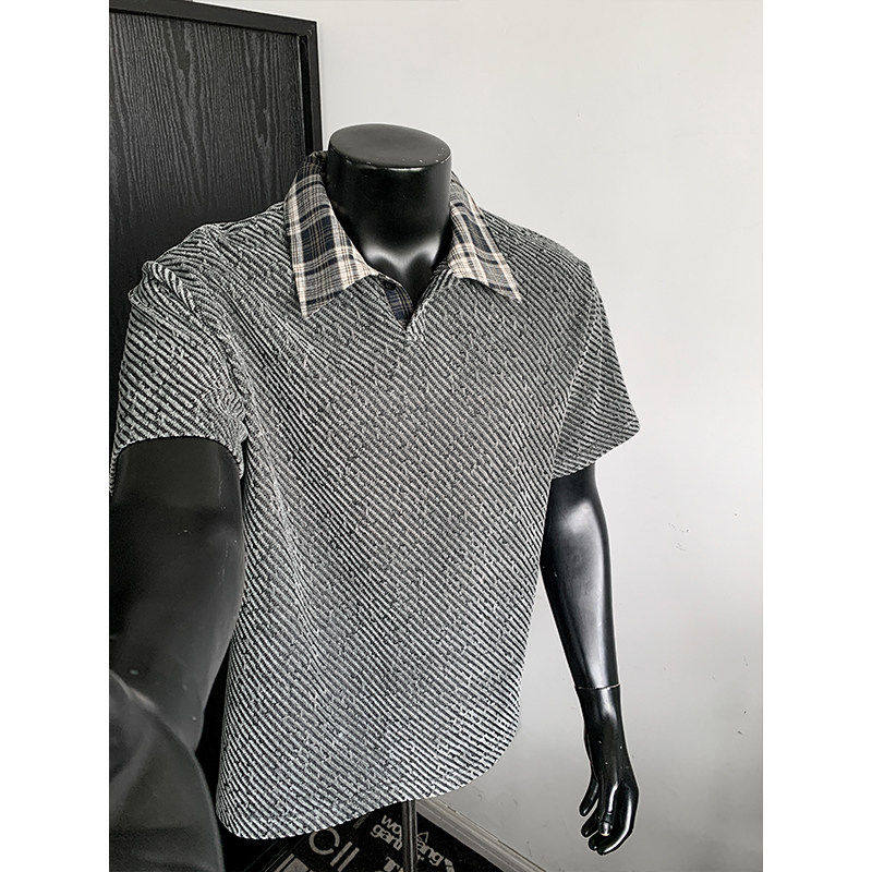 高级感青少年斑马纹Polo衫短袖t恤男款宽松大码休闲翻领套头上衣,男装,T恤,淘宝优惠券,粉丝福利购,淘宝优惠卷