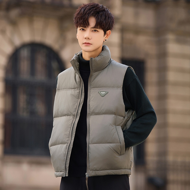 休闲加厚保暖短款立领羽绒马夹男