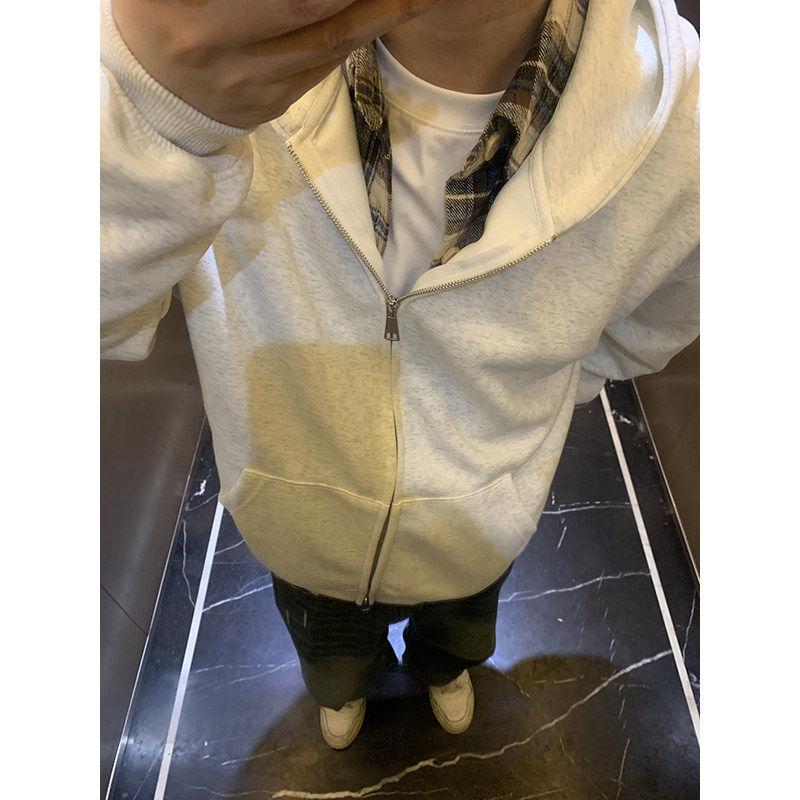 双头双拉链卫衣男女hiphop纯色痞帅青少年开衫外套美式高街上衣潮