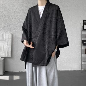 新中式男装中国风提花开衫七分袖