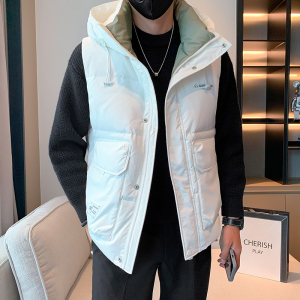 羽绒马甲男款秋冬季无袖面包服轻薄连帽保暖男士坎肩后背心外套潮