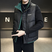 休闲日系保暖外套马甲背心M73 短款 立领拼色羽绒马夹男 P120