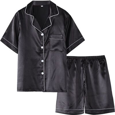 Solid casual lapel T-shirt shorts housewear翻领T恤短裤家居服