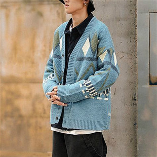 neck contrast 开衫 Versatile sweater撞色V领长袖 long sleeve