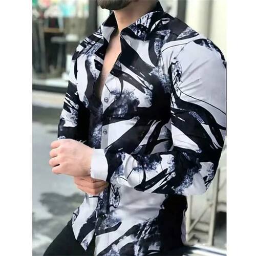 系扣翻领修身长袖男士Buckle lapel slim fit long sleeved shirt