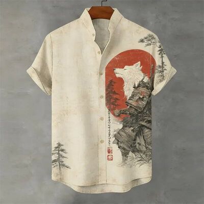 立领卷边印花T恤 Stand up collar rolled edge  printed T-shirt