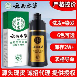 云南本草染发膏泡泡染发剂盖白发一洗染黑家用植物黑发剂染膏