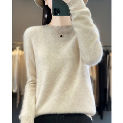 软糯低圆领羊毛衫女秋冬新品