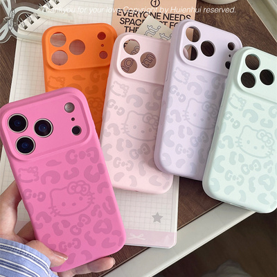 惠恩惠适用于苹果17promax手机壳豹纹猫咪iPhone15pro液态硅胶14全包防摔13可爱卡通12新款情侣小众高级感