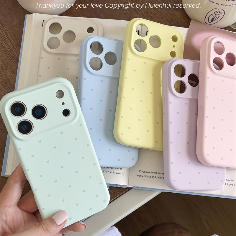 惠恩惠 韩系ins风适用苹果17promax手机壳爱心创意15pro马卡龙色液态硅胶16全包防摔磁吸高级感软糯手感13女