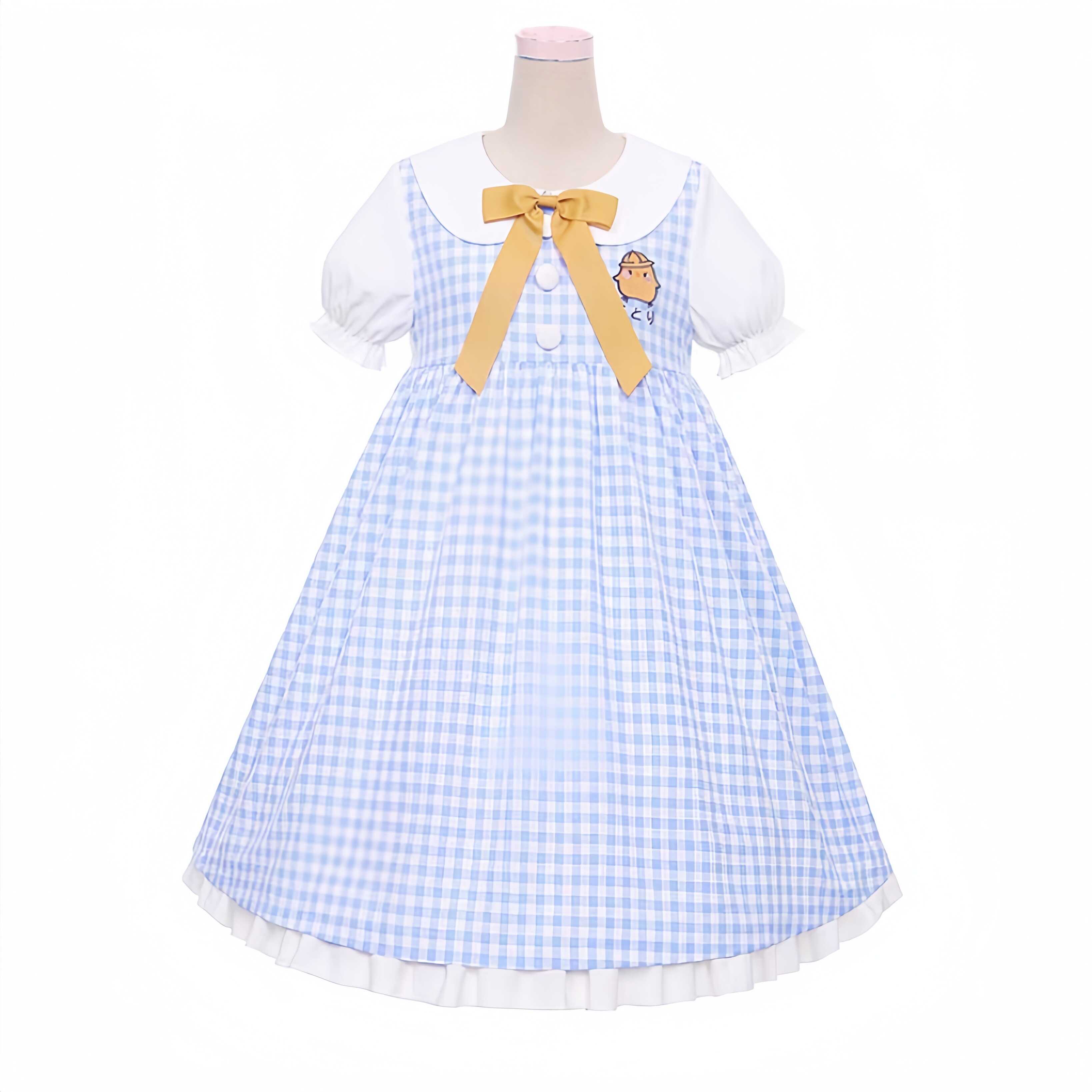 小黄鸡学园奶蓝拼色连衣裙小个子