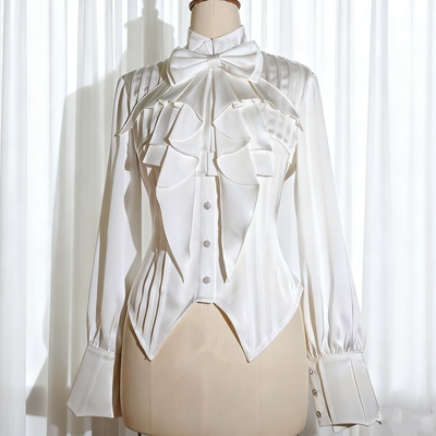 白色宫廷复古上衣Lolita长袖衬衫