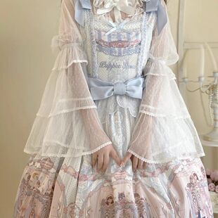 冰淇淋点点纱大摆袖内搭lolita打底衫可爱百搭长袖内搭jsk内搭夏