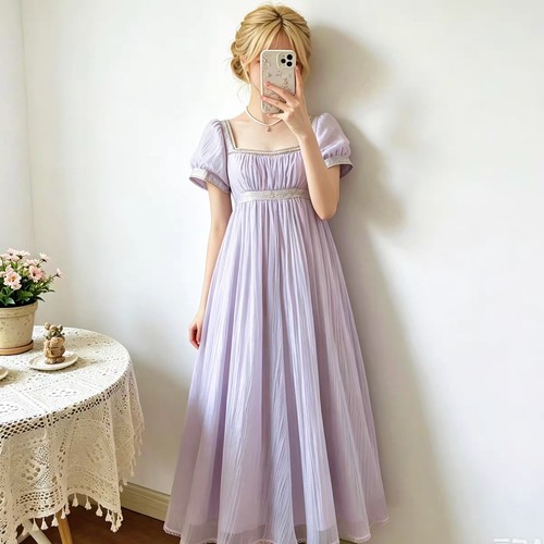 夏季Lolita帝政裙法式复古宫廷裙