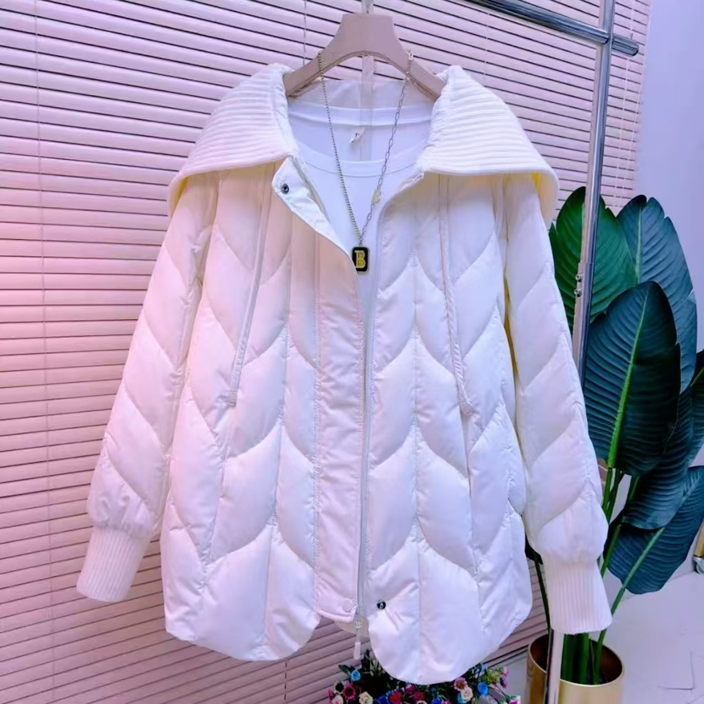 胖妹妹冬季海军领加厚棉服外套减龄宽松遮肚遮肉棉袄纯色中长款