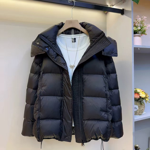 胖妹妹冬季 保暖外衣棉袄宽松 2025纯色连帽棉服外套减龄百搭中长款