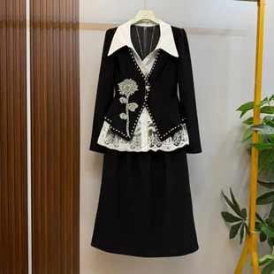 轻奢假两件大码 衬衫 套装 OL气质长袖 半身裙两件套潮 时尚 胖妹妹冬季