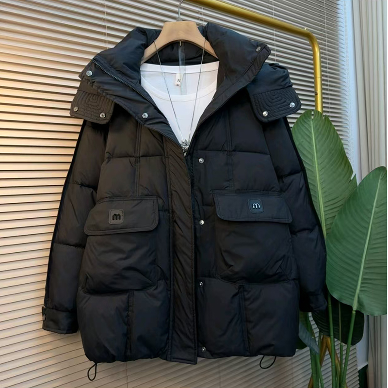 胖妹妹冬季2025连帽羽绒棉填充加厚棉服外套时尚新款大码女装棉袄