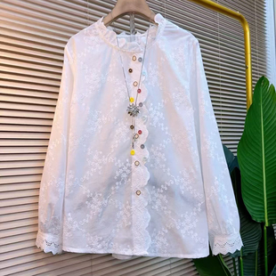 胖妹妹2026春季上衣欧洲站蕾丝打底衫时尚法式高级感遮肉宽松衬衫