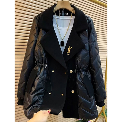 胖妹妹秋冬季加厚棉服外套中长款气质显瘦女装百搭保暖棉衣开衫