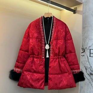 百搭抗寒外衣宽松遮肚 时尚 胖妹妹新中式 国风保暖棉服外套2025冬季