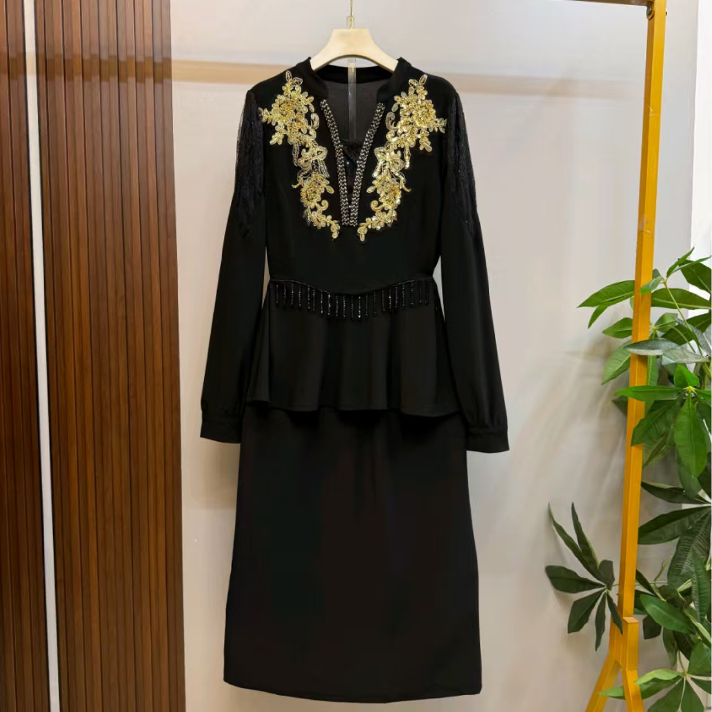 胖妹妹2025新中式轻奢半身裙两件套时尚遮肚子长袖一整套宽松潮